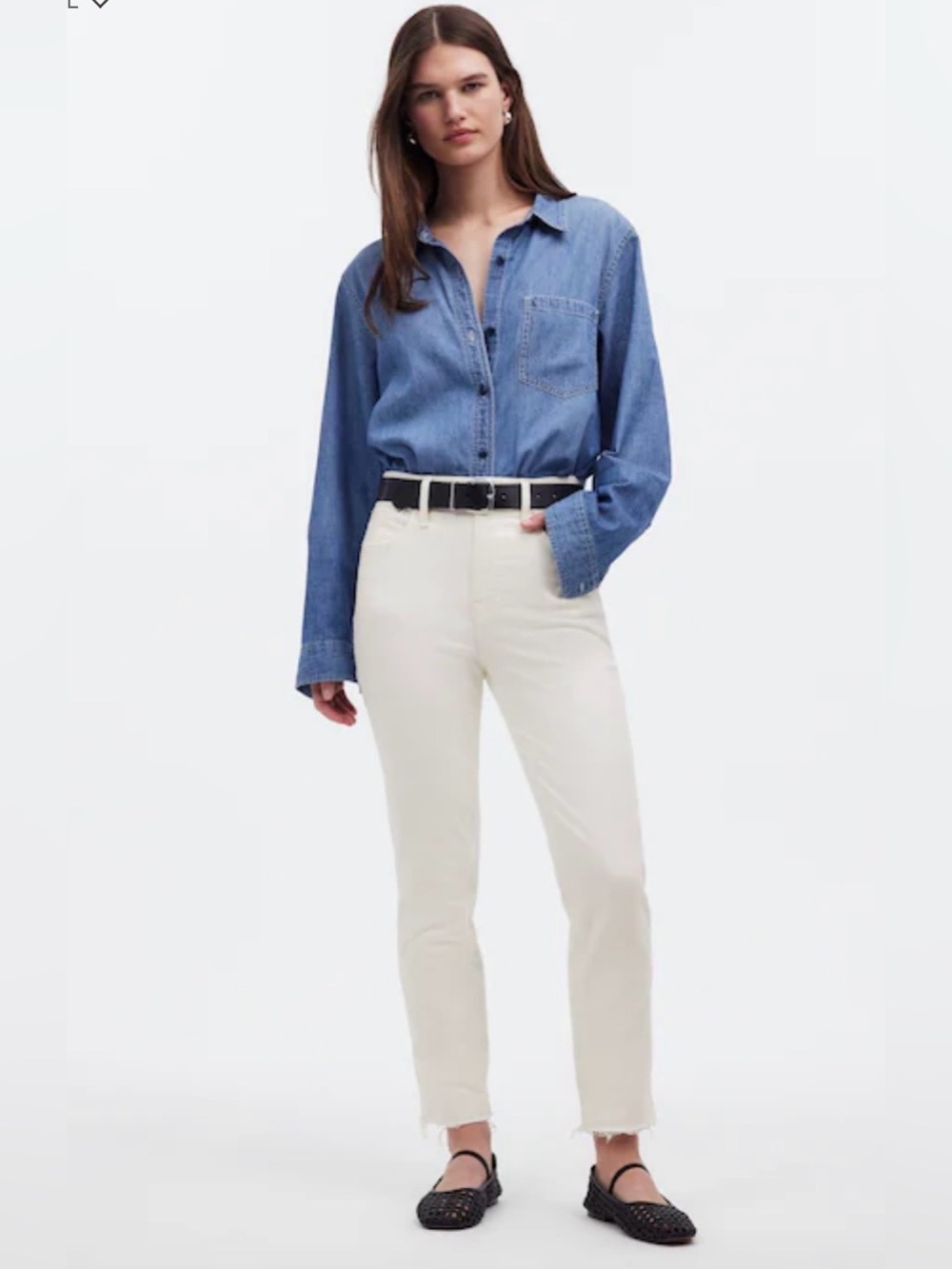 Madewell|The Perfect Vintage Jean in white,high waisted Slim Straight•••staple